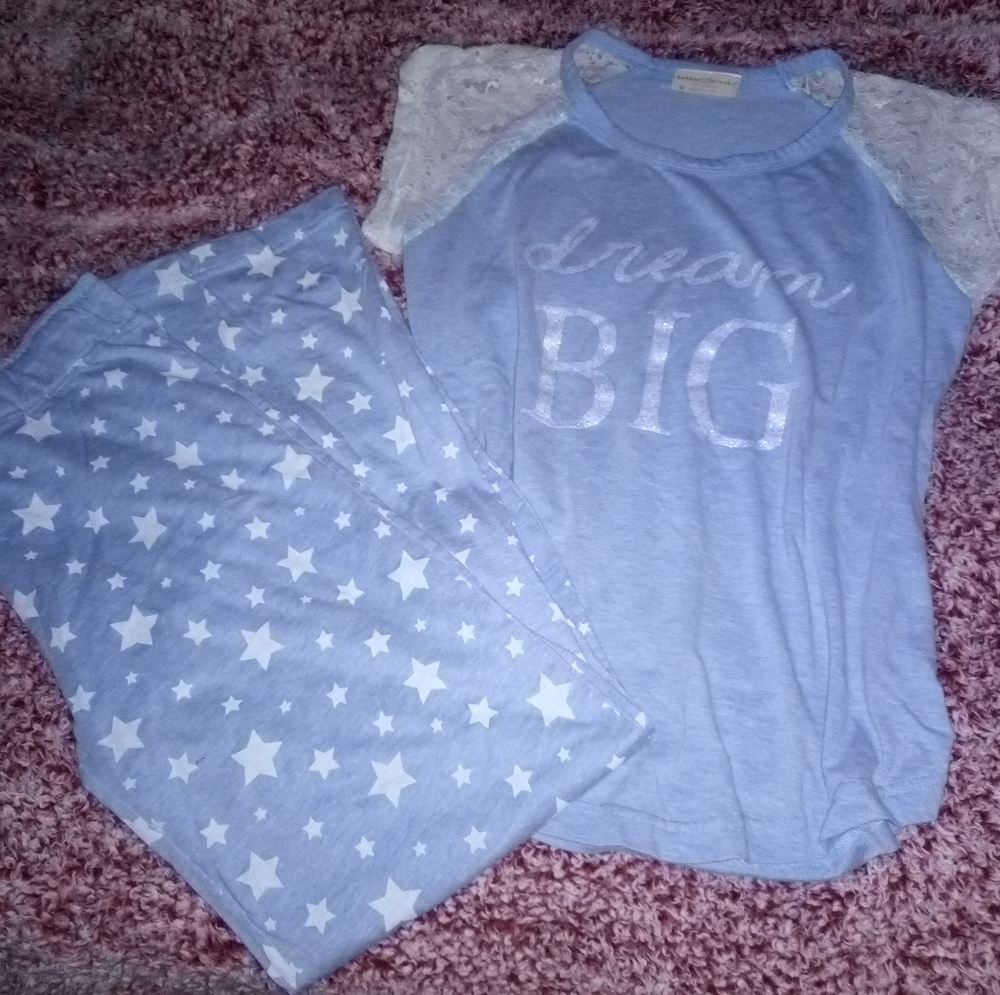Baby Blue & White Lace Star Print PJ`S Size Med